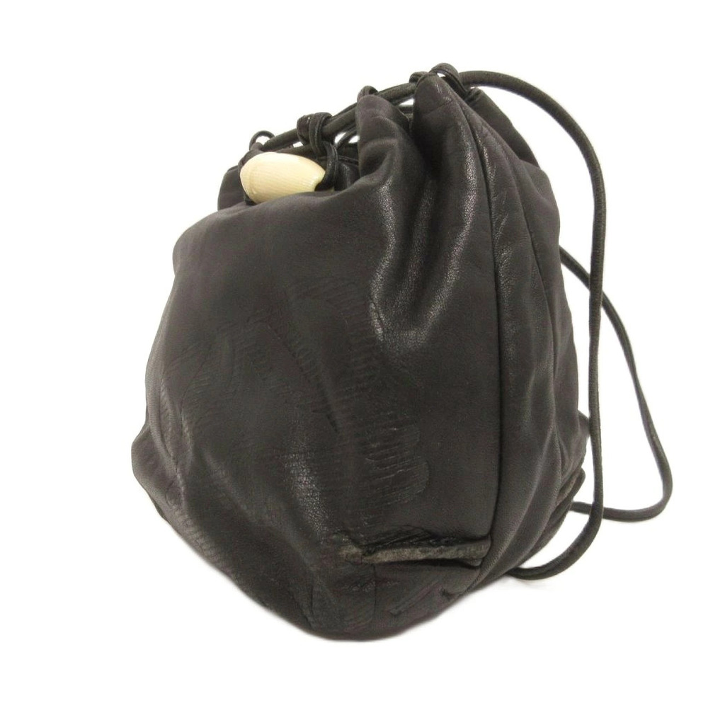 Loewe Anagram Shoulder Bag Drawstring Leather Black